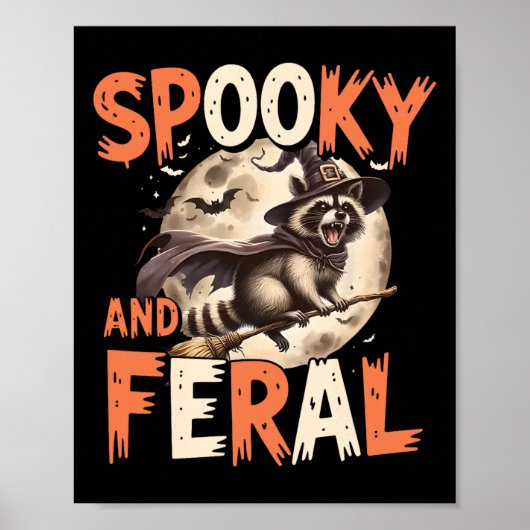 Spooky en wilde wasbeer Halloween Funny Halloween Poster (Voorkant)