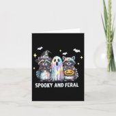 Spooky en wilde wasbeer Halloween wasbeer geest T Kaart (Voorkant)