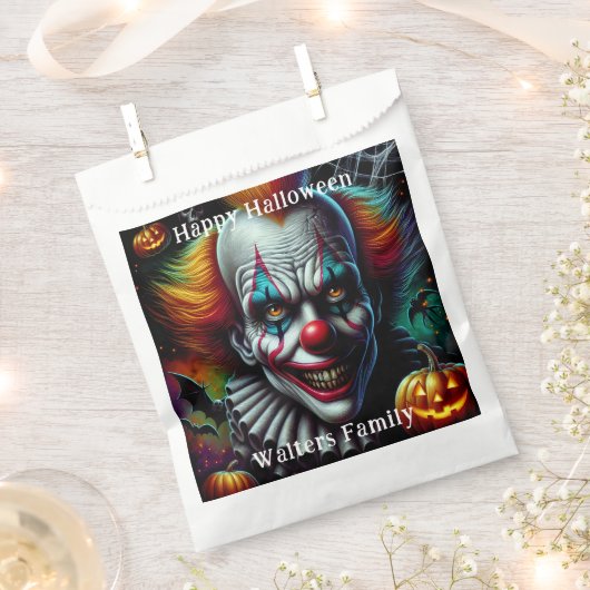 Spooky Enge Clown Halloween Party Gepersonaliseerd Bedankzakje (Geknipt)