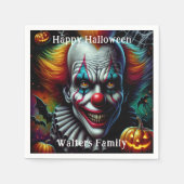Spooky Enge Clown Halloween Party Gepersonaliseerd Servet (Voorkant)