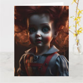 Spooky Enge Griezelige Horror Halloween Theme Doll Kaart (Gele Bloem)