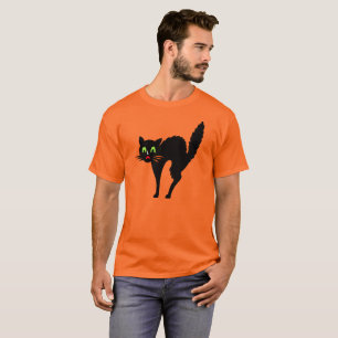 Spooky enge griezelige zwarte kat Halloween kostuu T-shirt