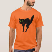 Spooky enge griezelige zwarte kat Halloween kostuu T-shirt (Voorkant)