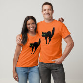 Spooky enge griezelige zwarte kat Halloween kostuu T-shirt (Unisex)