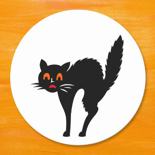 Spooky enge griezelige zwarte kat Kinder Halloween Ronde Sticker
