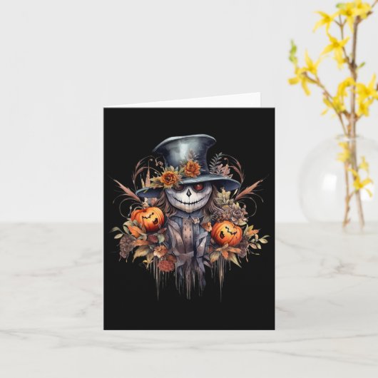 Spooky enge Halloween Ghost Kaart (Gele Bloem)