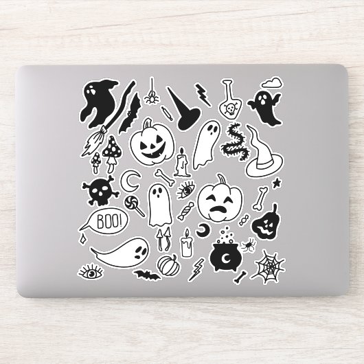 Spooky Enge Halloween Party Doodle Art stickers (Computer)