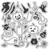 Spooky Enge Halloween Party Doodle Art stickers (Voorkant)