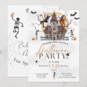 SPOOKY ENGE SPOOKHUIS KOSTUUM HALLOWEEN PARTY KAART (Voorkant / Achterkant)