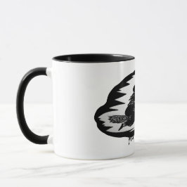 Spooky enge vliegende zwarte heksen op bezemstelen mok