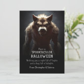 Spooky Enge Weerwolf Halloween Groet Feestdagenkaart (Staand voorkant)