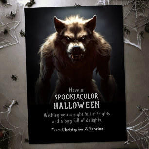 Spooky Enge Weerwolf Halloween Groet Feestdagenkaart