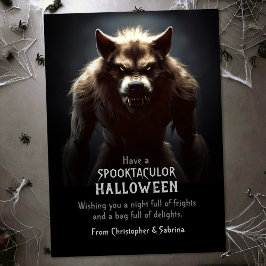 Spooky Enge Weerwolf Halloween Groet Feestdagenkaart