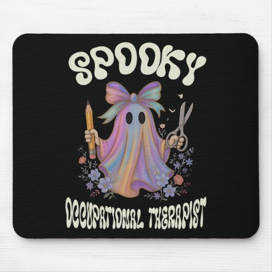 Spooky ergotherapeut Ghost Floral Hallowe Muismat (Voorkant)