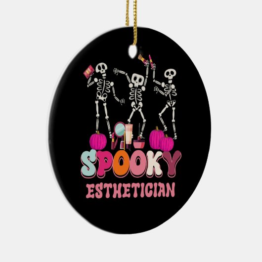 Spooky Esthetician Halloween Skelet Huidtherapie Keramisch Ornament (Rechts)