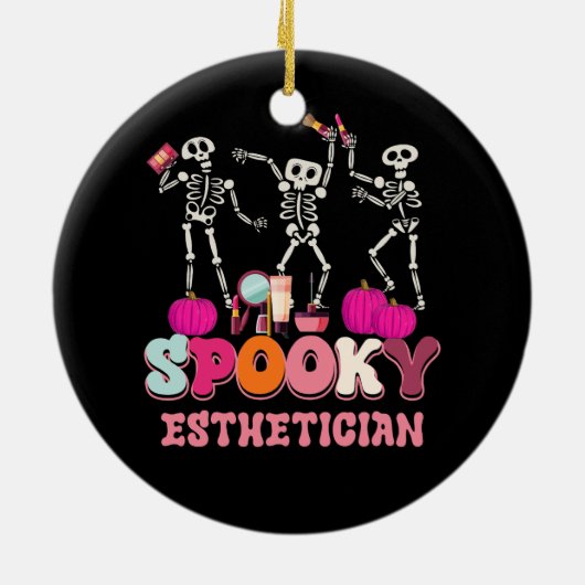 Spooky Esthetician Halloween Skelet Huidtherapie Keramisch Ornament (Achterkant)