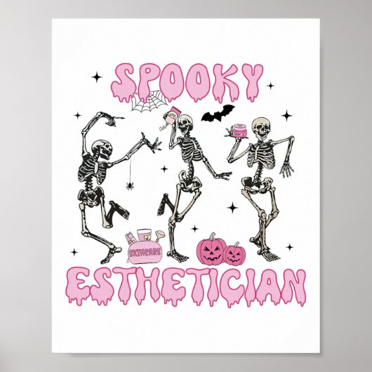 Spooky Esthetician Halloween Skelet Huidtherapie Poster (Voorkant)