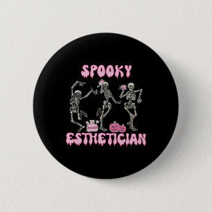 Spooky Esthetician Halloween Skelet Huidtherapie Ronde Button 5,7 Cm
