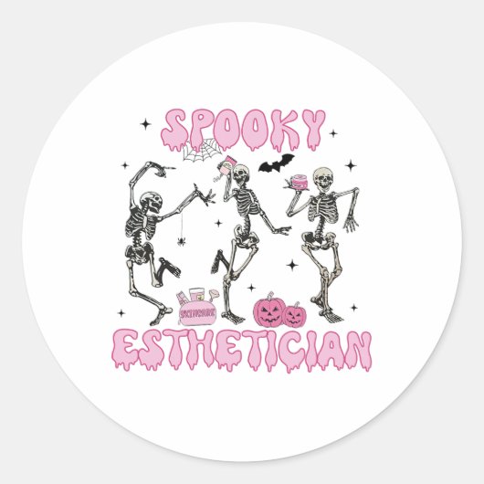 Spooky Esthetician Halloween Skelet Huidtherapie Ronde Sticker (Voorkant)