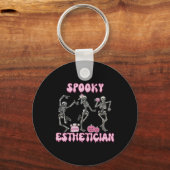 Spooky Esthetician Halloween Skelet Huidtherapie Sleutelhanger (Voorkant)