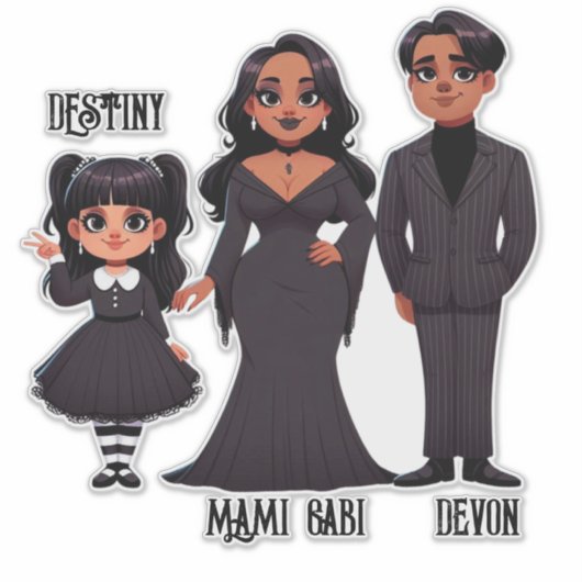 Spooky etnische familie Schattige Halloween Sticker (Voorkant)