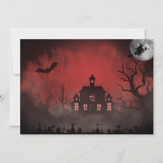 Spooky Evening Haunted House Party Kaart (Achterkant)