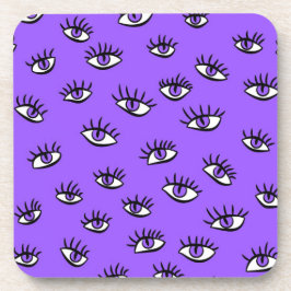 Spooky Evil Eyes Paarse Halloween Bier Onderzetter