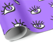 Spooky Evil Eyes Paarse Halloween Cadeaupapier (Rol Hoek)