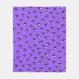 Spooky Evil Eyes Paarse Halloween Fleece Deken