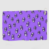 Spooky Evil Eyes Paarse Halloween Golfhanddoek (Horizontaal)