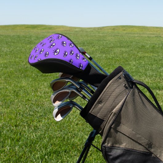 Spooky Evil Eyes Paarse Halloween Golfheadcover (Insitu)