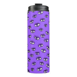 Spooky Evil Eyes Paarse Halloween Thermosbeker