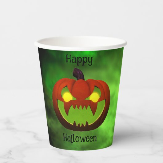 Spooky Evil Halloween Pumpkin Papieren Bekers (Voorkant)