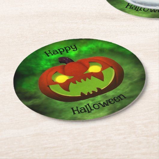 Spooky Evil Halloween Pumpkin Ronde Kartonnen Onderzetter (Gebogen)