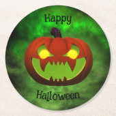 Spooky Evil Halloween Pumpkin Ronde Kartonnen Onderzetter (Voorkant)