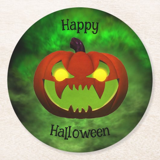 Spooky Evil Halloween Pumpkin Ronde Kartonnen Onderzetter (Voorkant)