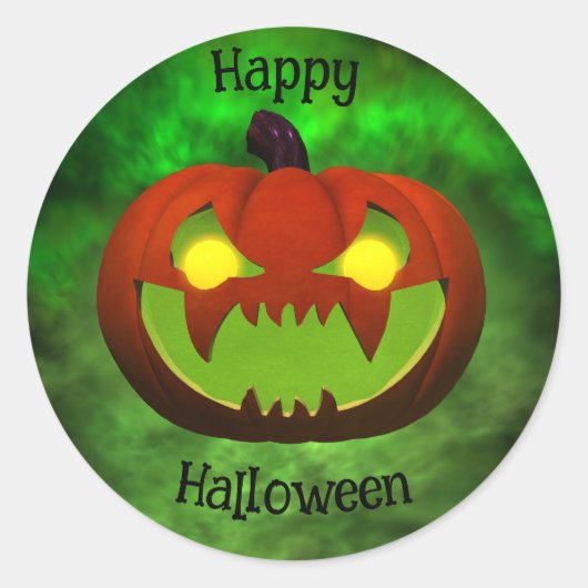Spooky Evil Halloween Pumpkin Ronde Sticker (Voorkant)