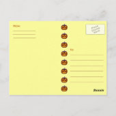 Spooky Evil Pumpkin Oranje Grey Halloween Briefkaart (Achterkant)