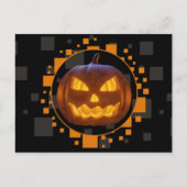 Spooky Evil Pumpkin Oranje Grey Halloween Briefkaart (Voorkant)