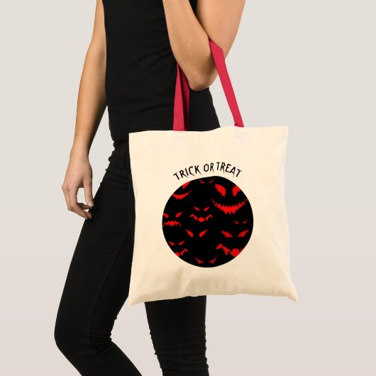 Spooky Evil Red Faces Trick or treat Halloween Tote Bag (Voorkant (product))