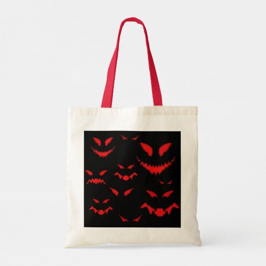 Spooky Evil Red Faces Trick or treat Halloween Tote Bag (Achterkant)
