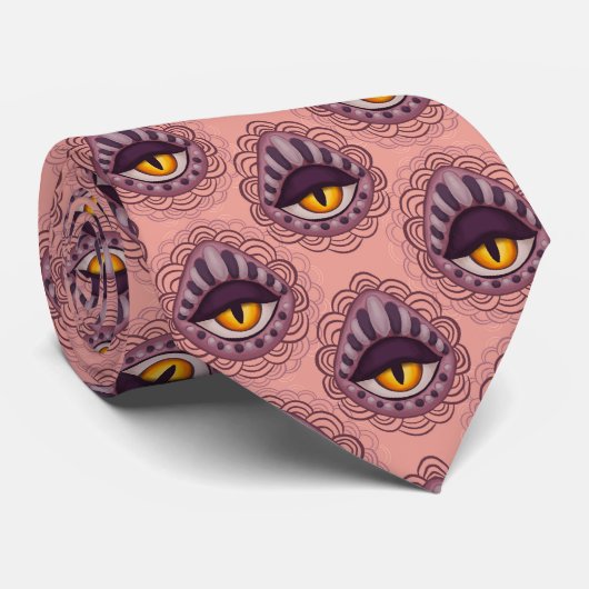 Spooky Eye Pink Witchy Halloween Stropdas (Opgerold)