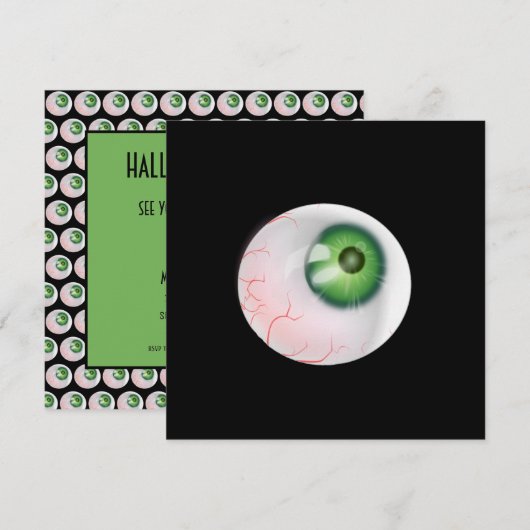 Spooky Eyeball Halloween Party Kaart (Voorkant / Achterkant)