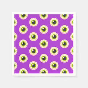 Spooky Eyeball Pattern op Paarse Halloween Party Servet