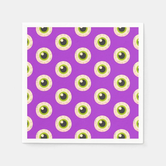 Spooky Eyeball Pattern op Paarse Halloween Party Servet (Voorkant)