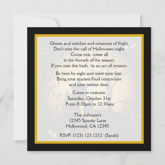 Spooky Eyes Haunted House Invitation Kaart (Achterkant)