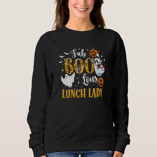 Spooky Fab Boo Lous Ghost Halloween Lunch Lady Trui (Voorkant)