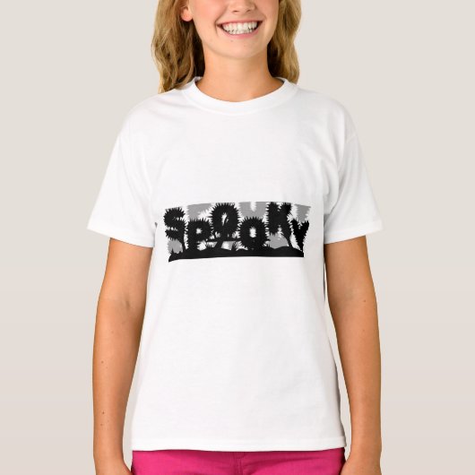 Spooky Face Halloween T-Shirt – Voorkant "SPOOKY" (Voorkant)