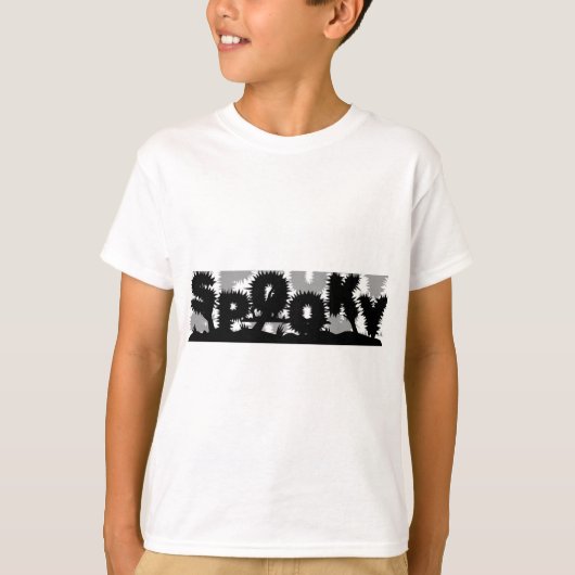 Spooky Face Halloween T-Shirt – Voorkant "SPOOKY" (Voorkant)