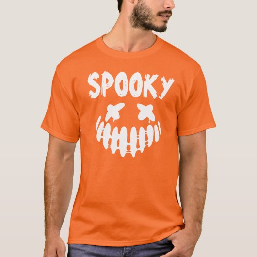 Spooky Face Happy Halloween voor mannen T-Shirt (Voorkant)